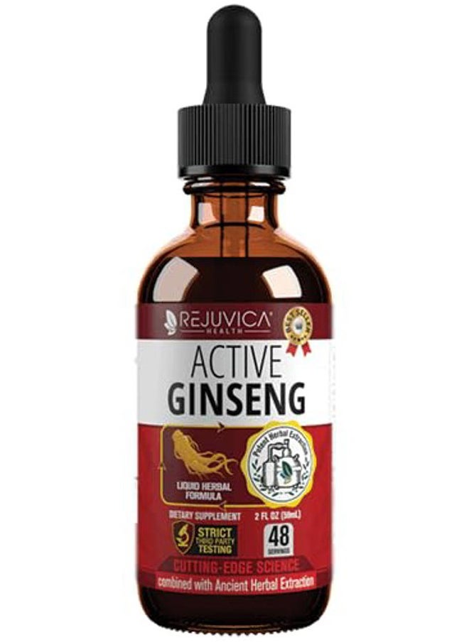 Rejuvica Health Active Ginseng Korean Red Panax Ginseng with Natural Ginsenosides - All-Natural Advanced Liquid Solution for 2X Absorption - Supports Healthy Energy, Vitality, Mood and More  - Image 1