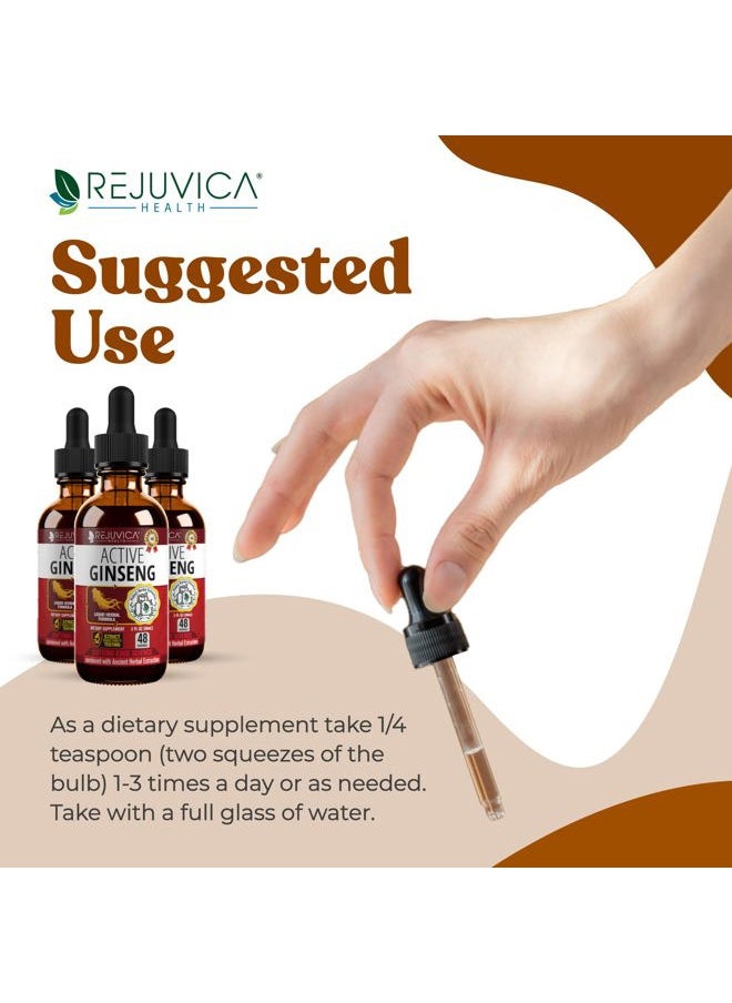 Rejuvica Health Active Ginseng Korean Red Panax Ginseng with Natural Ginsenosides - All-Natural Advanced Liquid Solution for 2X Absorption - Supports Healthy Energy, Vitality, Mood and More  - Image 3