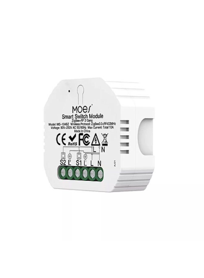مويس وحدة مفتاح MOES Zigbee للتركيب على سكة DIN – قناتان (أبيض) | ريليه ذكي مع تحكم مستقل، مؤقت وأتمتة، ومتوافق مع تطبيق Smart Life/Tuya - Image 4