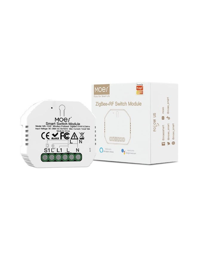 مويس وحدة مفتاح MOES Zigbee للتركيب على سكة DIN – قناتان (أبيض) | ريليه ذكي مع تحكم مستقل، مؤقت وأتمتة، ومتوافق مع تطبيق Smart Life/Tuya - Image 1