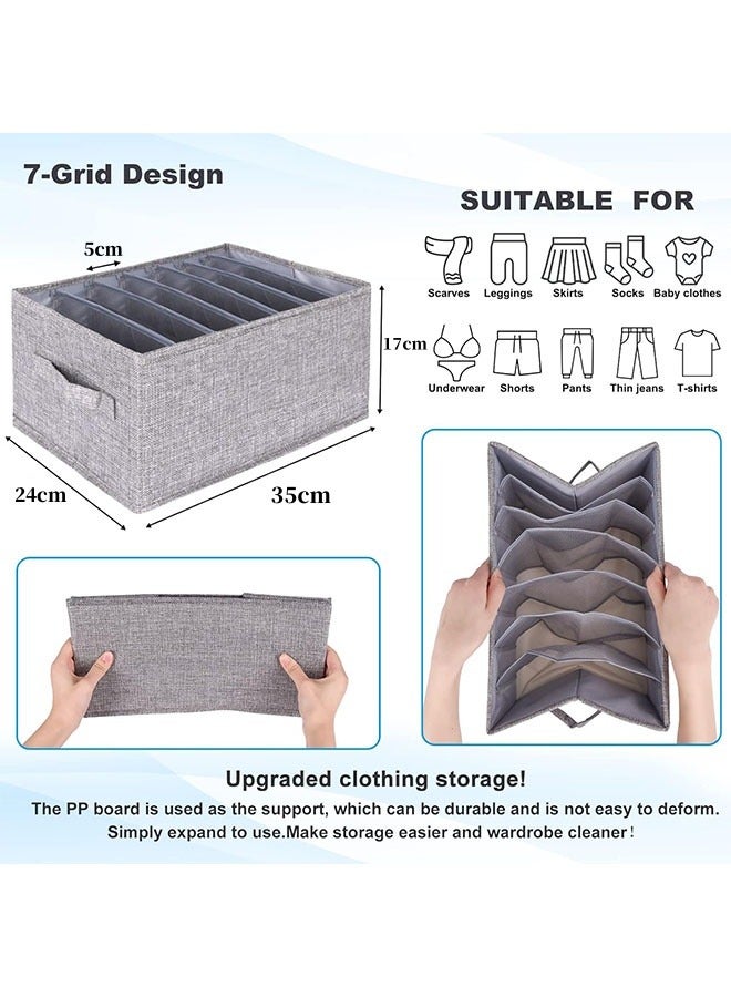 HQ-GAMING Wardrobe Clothes Organizer with Support Board Closet Organizers and Storage 7 Grids Divider Drawer Organizers Washable Compartment Storage Bins for Jeans T-shirt Pants Legging  - Image 2