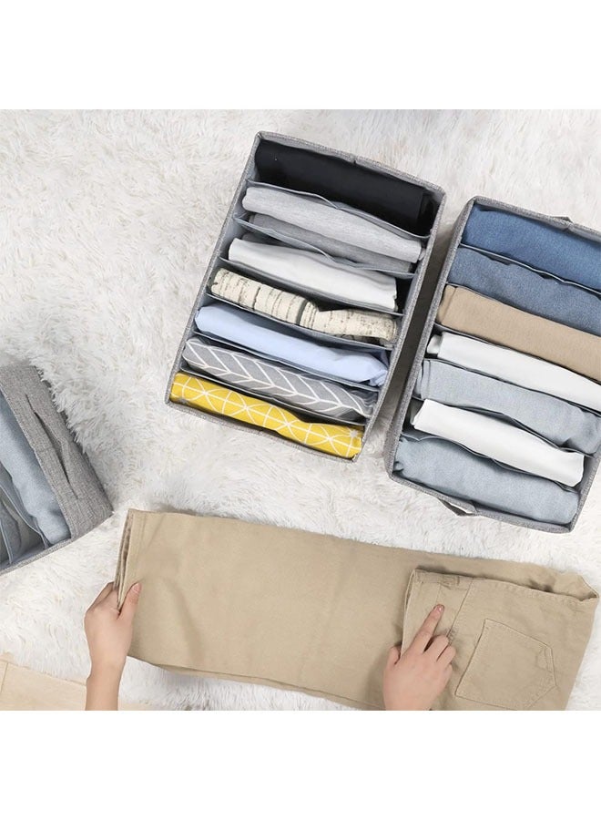 HQ-GAMING Wardrobe Clothes Organizer with Support Board Closet Organizers and Storage 7 Grids Divider Drawer Organizers Washable Compartment Storage Bins for Jeans T-shirt Pants Legging  - Image 5