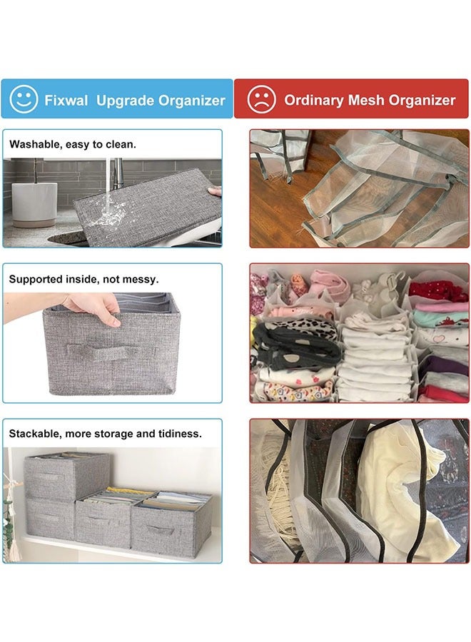 HQ-GAMING Wardrobe Clothes Organizer with Support Board Closet Organizers and Storage 7 Grids Divider Drawer Organizers Washable Compartment Storage Bins for Jeans T-shirt Pants Legging  - Image 4