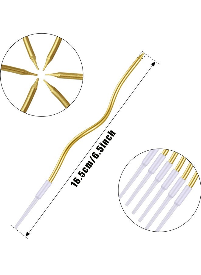 12 Pcs Birthday Candles Spiral Metallic Cupcake Thin Long Cake Candles with Holders for Birthday Wedding Party(Gold) - Image 2