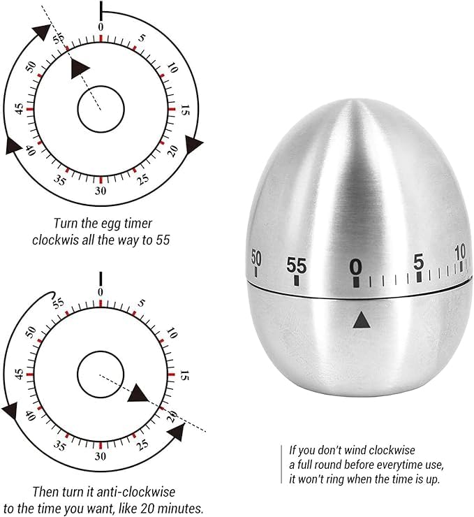 RINKIFY Mechanical Kitchen Timer with Loud Alarm Visual Countdown Stopwatch for Cooking Baking Kids Study Bathroom Shower Oven 60 Minute Manual Timer for Home Kitchen Use - Image 4