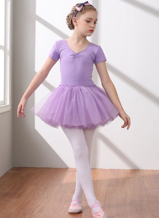 DUNISO فساتين الباليه للفتيات ثياب مع تنورة فستان رقص كم قصير راقصة الباليه توتو الزي القطن فستان الباليه تنورة صغيرة تنورة الأميرة فساتين ملابس الرقص لفتاة صغيرة - Image 4