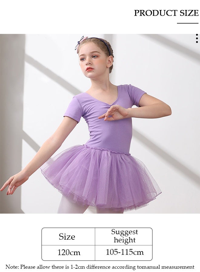 DUNISO فساتين الباليه للفتيات ثياب مع تنورة فستان رقص كم قصير راقصة الباليه توتو الزي القطن فستان الباليه تنورة صغيرة تنورة الأميرة فساتين ملابس الرقص لفتاة صغيرة - Image 2