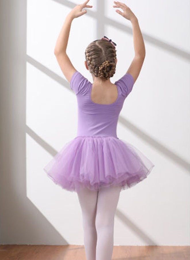 DUNISO فساتين الباليه للفتيات ثياب مع تنورة فستان رقص كم قصير راقصة الباليه توتو الزي القطن فستان الباليه تنورة صغيرة تنورة الأميرة فساتين ملابس الرقص لفتاة صغيرة - Image 5