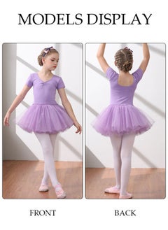 DUNISO Girls Ballet Dresses Leotards with Skirt Dance Dress Short sleeve Ballerina Tutu Outfit Cotton Dress Ballet Skirt Mini Skirt Princess Dresses Dance Wear Clothes for Little Girl  - Image 2