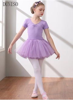 DUNISO Girls Ballet Dresses Leotards with Skirt Dance Dress Short sleeve Ballerina Tutu Outfit Cotton Dress Ballet Skirt Mini Skirt Princess Dresses Dance Wear Clothes for Little Girl  - Image 5