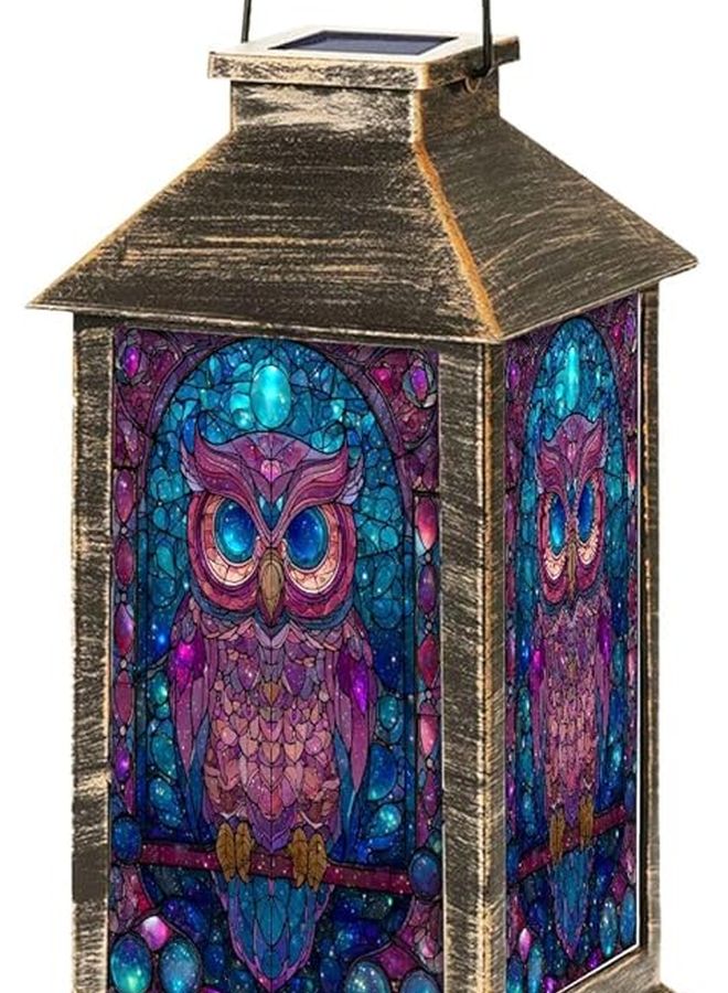 فانوس خارجي يعمل بالطاقة الشمسية بتصميم بومة المجرة 13.5 بوصة ضوء معلق - Image 1
