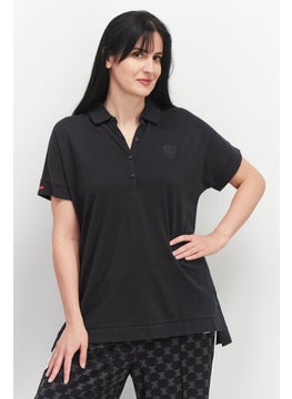 Puma x Ferrari Women Sportswear Fit Short Sleeve Brand Logo Polo Shirt, Black  - Image 1