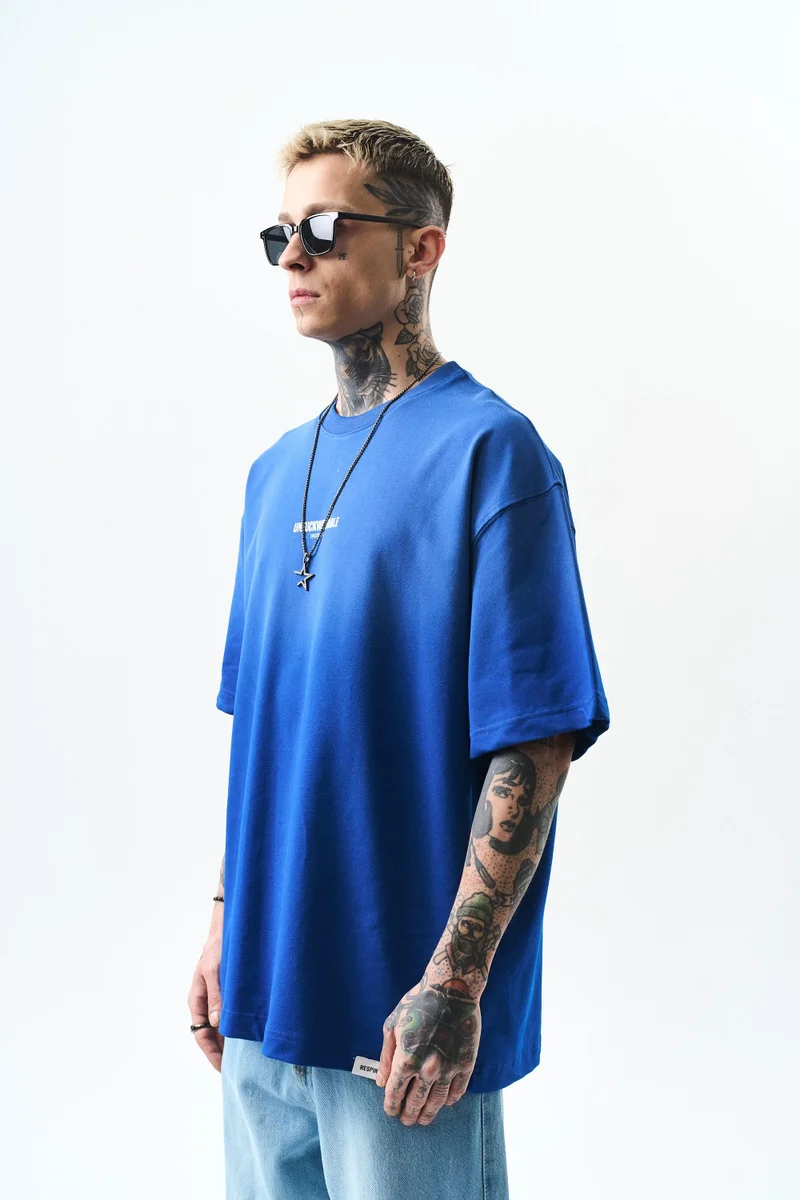 RESPIRE Men's Unfuckwithable Print Oversize T-Shirt, Royal Blue (Saks)