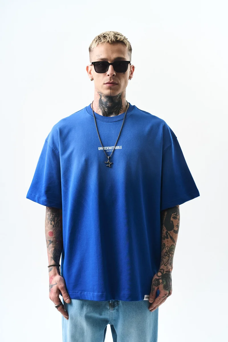 RESPIRE Men's Unfuckwithable Print Oversize T-Shirt, Royal Blue (Saks)