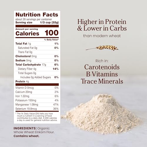 Jovial Organic Einkorn Whole Wheat  Unbleached All Purpose Flour  Bread Baking Flour for Sourdough High Protein NonGMO Organic Pizza  Pasta Flour European Italian Flour  32 Oz 2 Pack - Image 5