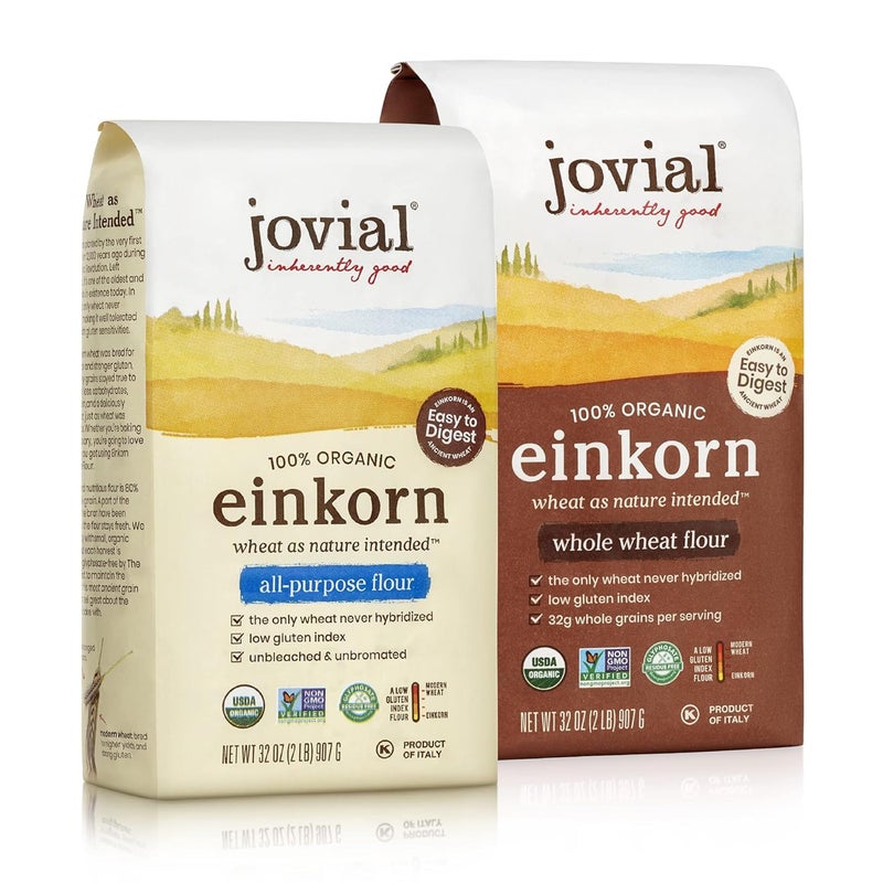 Jovial Organic Einkorn Whole Wheat  Unbleached All Purpose Flour  Bread Baking Flour for Sourdough High Protein NonGMO Organic Pizza  Pasta Flour European Italian Flour  32 Oz 2 Pack - Image 3