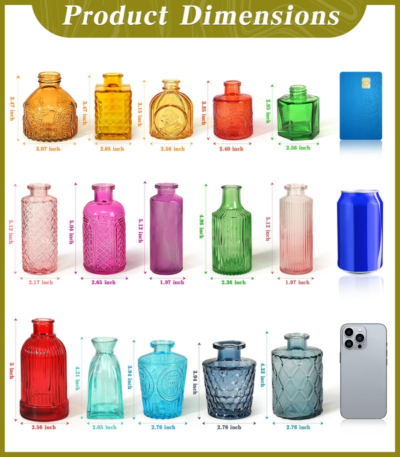 saiguomi Set of 30 Colorful Glass Bud Vases - Small Textured Flower Vases for Centerpieces, Wedding Table Decor, Retro Home Decor Bulk Vase Set for DIY, Events & Gifts - Image 3