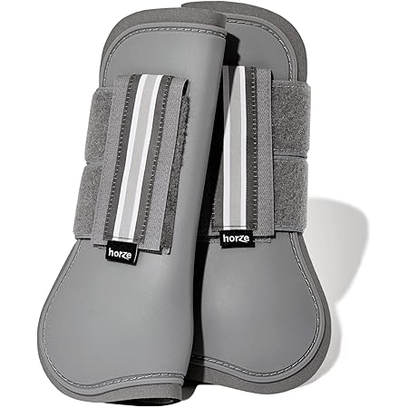 HORZE Adepto Open Front Tendon Boots | Durable Shell with Neoprene Lining - Steel Grey - Horse
