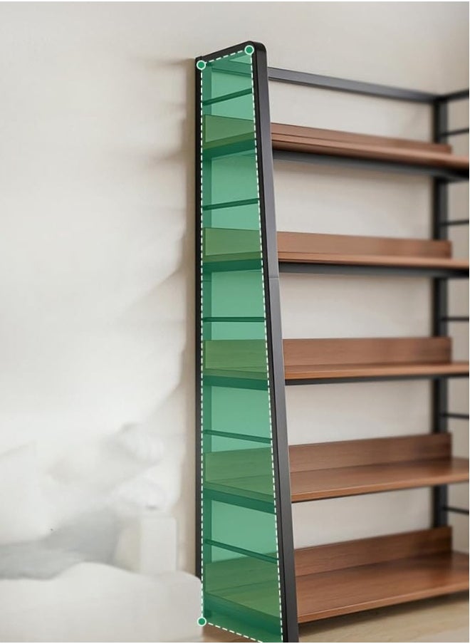 JOMILA Rustic Ladder Book Shelf, 5 Tier Industrial Ladder Shelf Bookcase, Standing Leaning BookShelf Cabinet for Living Room (Black frame)  - Image 5