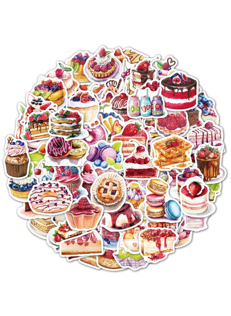 100Pcs Dessert Stickers Cake Stickers Waterproof Vinyl for Journaling Water Bottle Laptop Skateboard Scrapbook Hydro flask for Kids Teens Adults DIY Decorations - Image 1