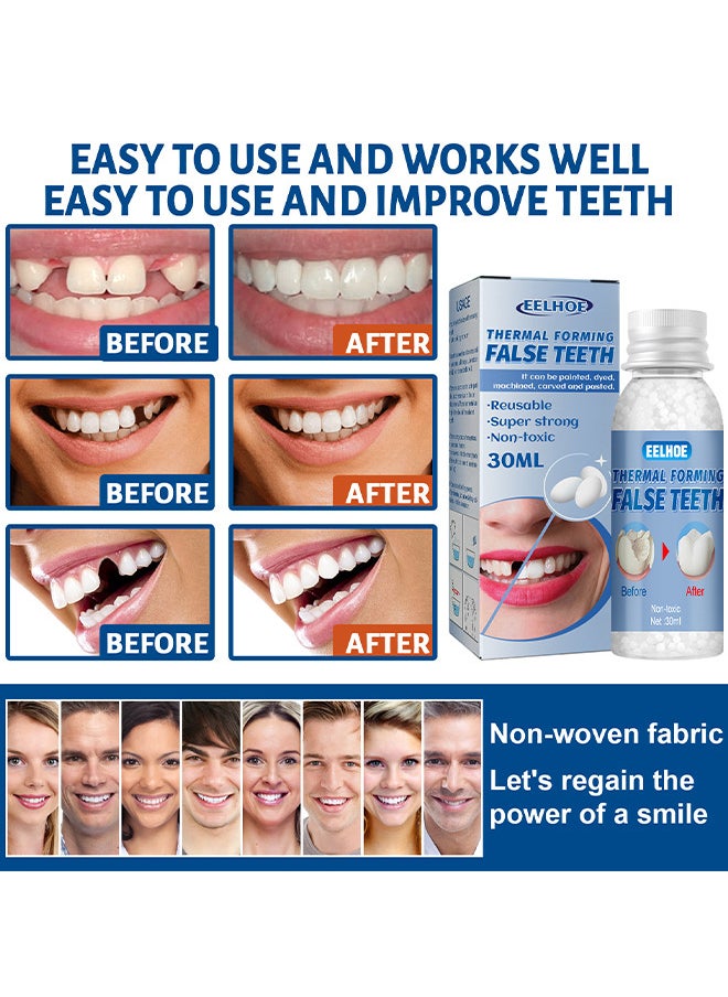 EELHOE Temporary Tooth Repair Beads Tooth Repair Kit Teeth Filling Replacement For Chipped Teeth, Thermal Beads For Temporary Fix The Missing And Broken Tooth Fake Teeth 30ML  - Image 3