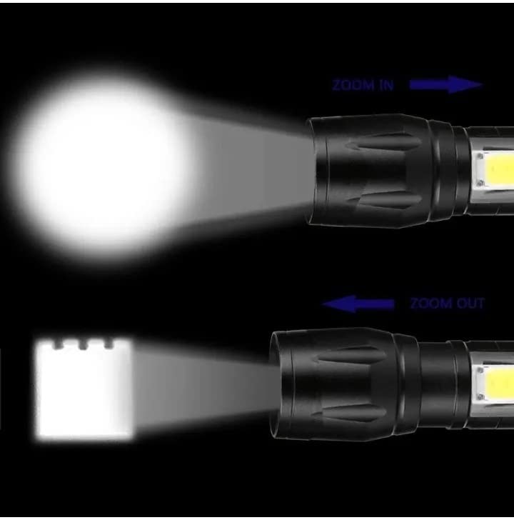 AHCS LED Flashlight with COB Light Mini Waterproof Portable LED XPE COB Flashlight USB Rechargeable 3 Modes Pen Clip Light Flashlight with Hanging Rope Small Size Black Colored - Image 5
