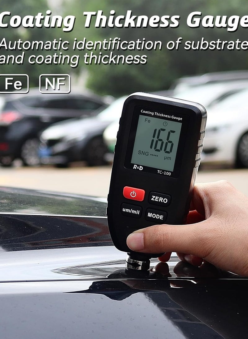 TC100 Car Paint Coating Thickness Gauge Meter Handheld 0-1300um for Both Steel and Aluminum Base Metal,Check The Car’s Original Coating Auto Car Paint Meter
