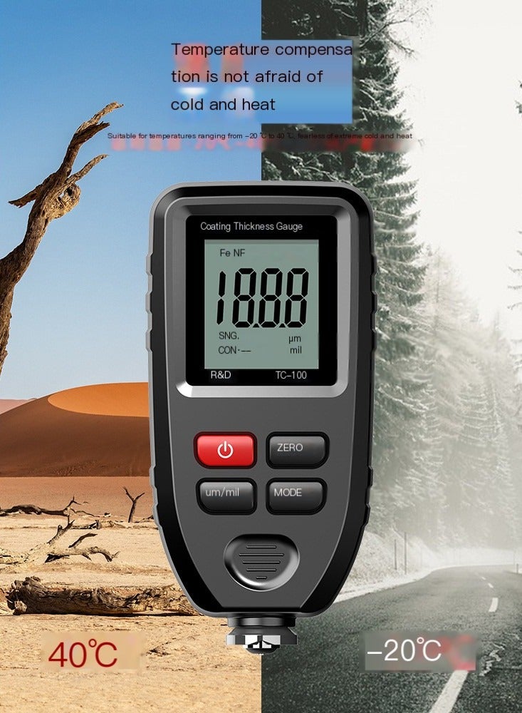 TC100 Car Paint Coating Thickness Gauge Meter Handheld 0-1300um for Both Steel and Aluminum Base Metal,Check The Car’s Original Coating Auto Car Paint Meter