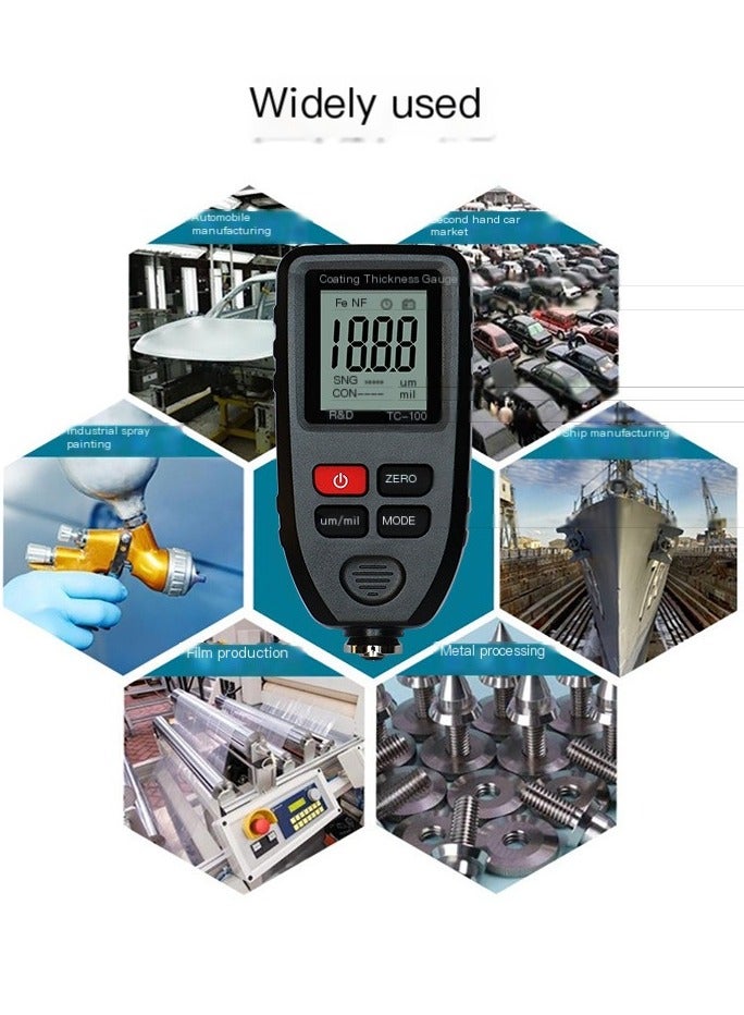 TC100 Car Paint Coating Thickness Gauge Meter Handheld 0-1300um for Both Steel and Aluminum Base Metal,Check The Car’s Original Coating Auto Car Paint Meter