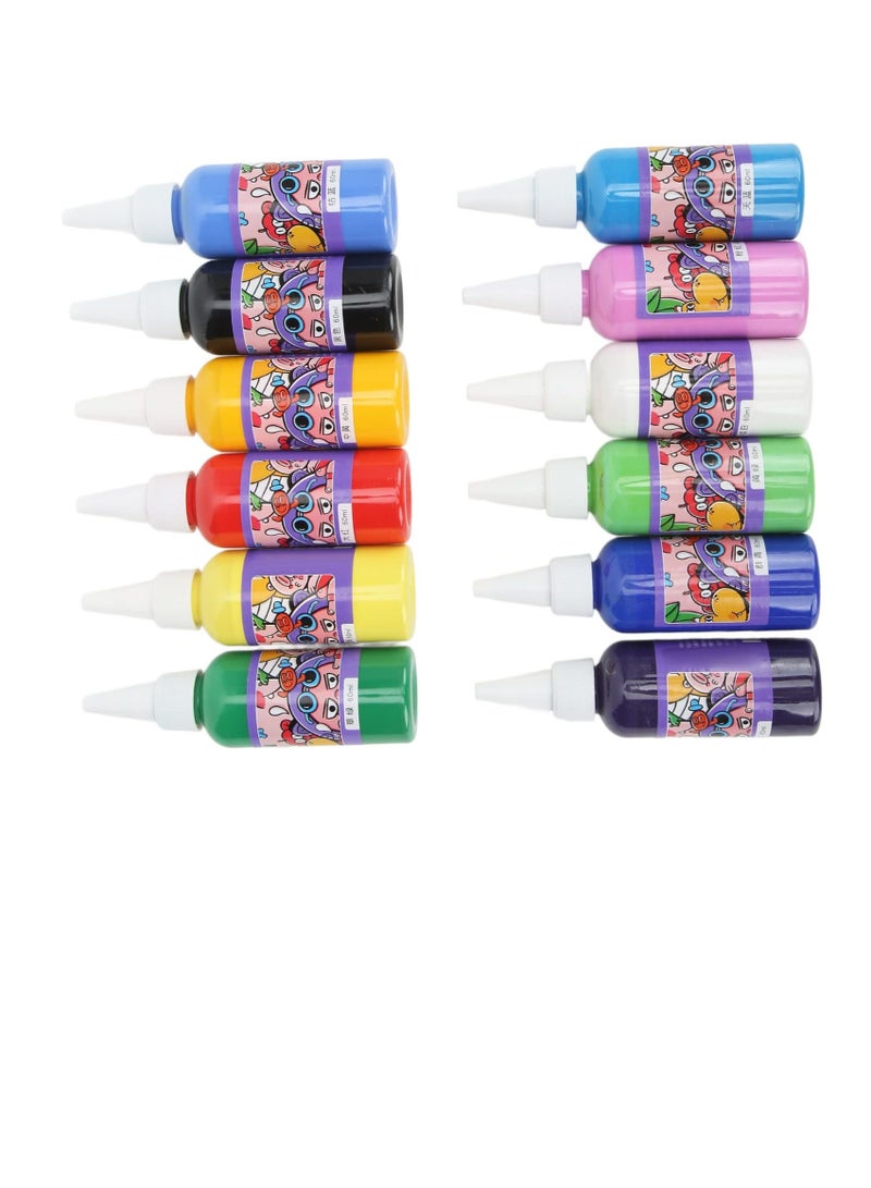 مجموعة ألوان أصابع للأطفال مكونة من 12 لونًا غير ضارة وآمنة للرسم على الأصابع باستخدام الغواش - Image 2