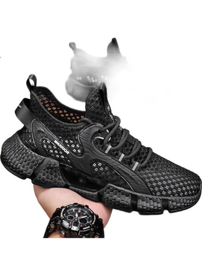 Pull Back Warrior Men's Summer Breathable Mesh Sports Shoes Men's Black Casual Running Shoes 4345 Black 41 - Image 2