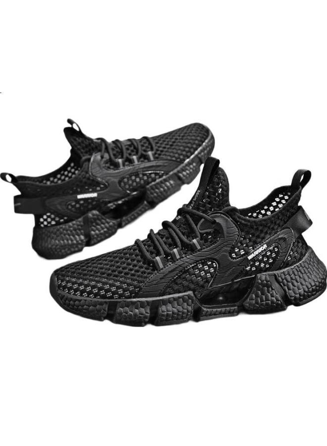 Pull Back Warrior Men's Summer Breathable Mesh Sports Shoes Men's Black Casual Running Shoes 4345 Black 41 - Image 3
