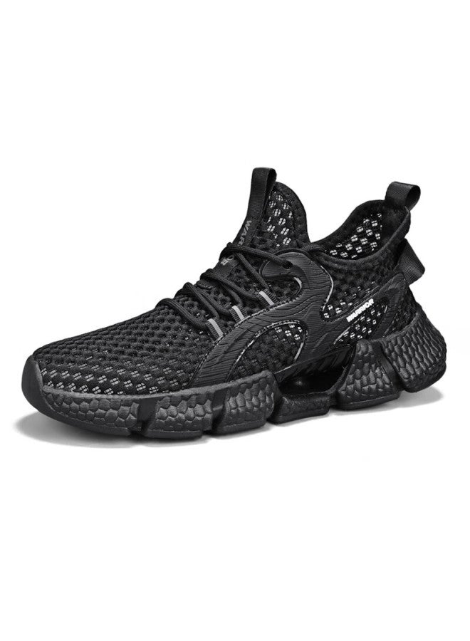 Pull Back Warrior Men's Summer Breathable Mesh Sports Shoes Men's Black Casual Running Shoes 4345 Black 41 - Image 1
