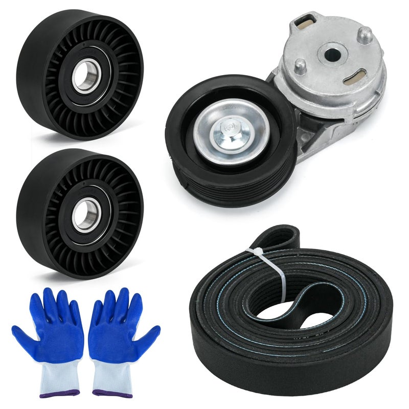 FQRANBO 38382 Drive Belt Tensioner Pulley and Serpentine Belt Assembly Kit Fit for Dodge Ram 1500/2500/3500 5.7L V8 2003-2008 Replace # 53032130AA 53032130AC 38058 7PK2570 - Image 1