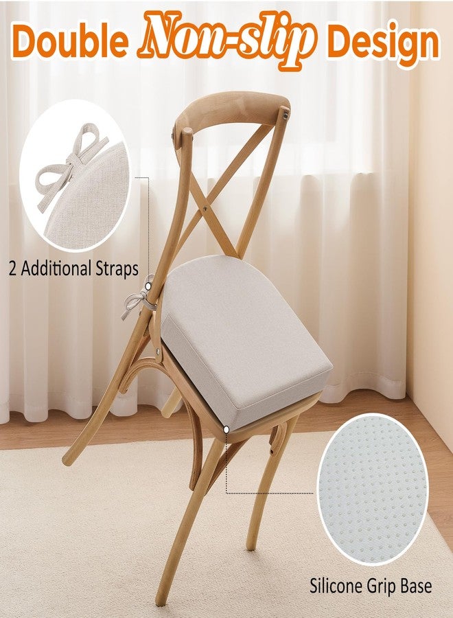 downluxe Chair Cushions for Dining Chairs, Memory Foam Kitchen Chair Pads with Ties, Waterproof, Stain-Resistant and Washable Cover, 17" x 16" x 2.5", Beige, 4 Pack - Image 4