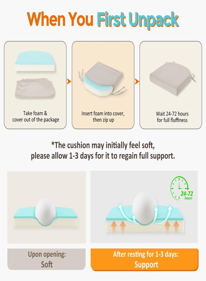 downluxe Chair Cushions for Dining Chairs, Memory Foam Kitchen Chair Pads with Ties, Waterproof, Stain-Resistant and Washable Cover, 17" x 16" x 2.5", Beige, 4 Pack - Image 5