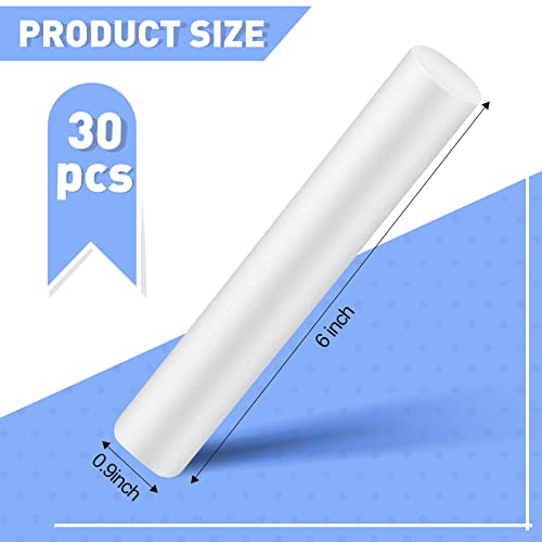 Fabbay 30 Pieces 6 Inch White Foam Cylinders for Crafts Foam Tubes Rods Cylinders Shape for Modeling, DIY Crafts and Arts Projects Decorations Supplies - Image 2