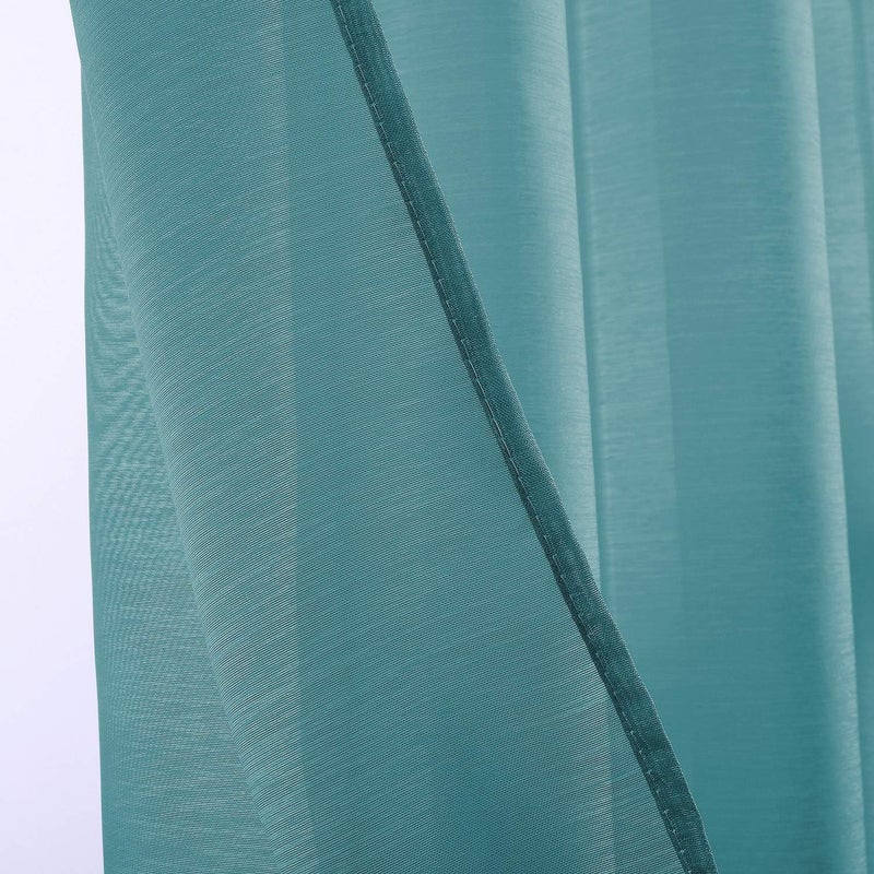 DONREN Teal Window Sheer Curtains 84 Inches Long,2 Panels Grommet Voile Drapes Gauze Semi Sheer Curtains for Living Room, 52 x 84 Inch Length - Image 3