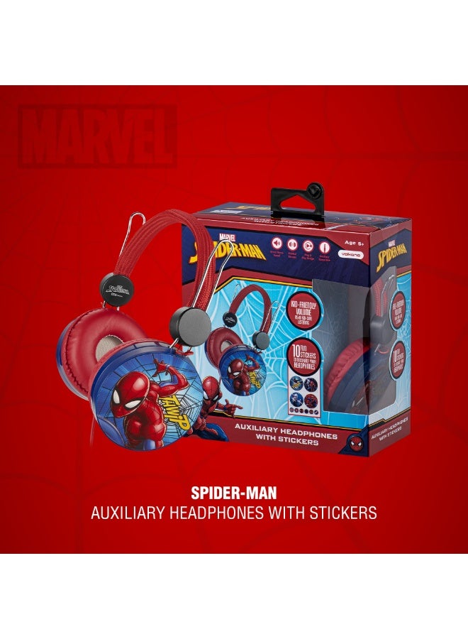 Volkano Disney Marvel Spider-Man Auxiliary Headphones with Stickers – Premium Stereo Sound, Comfortable Padded Earcups, 3.5mm Jack, Customizable Design for Kids, Perfect for Music, Games, and Videos - Image 4