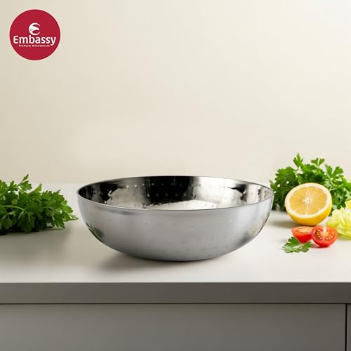 EMBASSY Stainless Steel 20.5 cm Hammered Tasla/Kadai Without Handle |Capacity - 1.3 Litre | Size - 10 | Even Heat Distribution | Induction Friendly | Ideal for Cooking Curries, Stews, and More. - Image 3