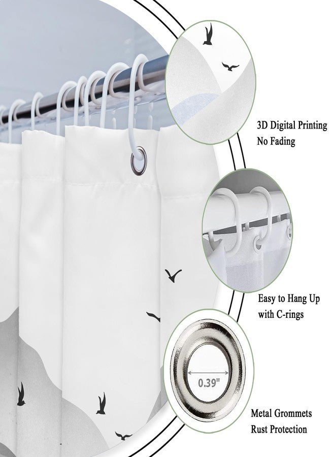 Riyidecor Small Stall Shower Curtain for Bathroom Decor RV 36Wx72H Misty Rainforest Dark Black Mens Nature Narrow Foggy Woodland Mountain Art Printed Fabric Polyester Waterproof 7 Pack Plastic Hooks - Image 5