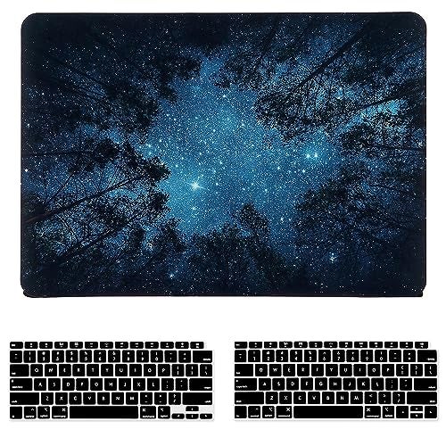 iDonzon Case for MacBook Air 13 inch M1 A2337 A2179 A1932 2022 2021-2018 Release, Soft-Touch Plastic Hard Cover & Keyboard Cover Compatible Mac Air 13.3 with Retina Display Touch ID, Forest Starry - Image 1