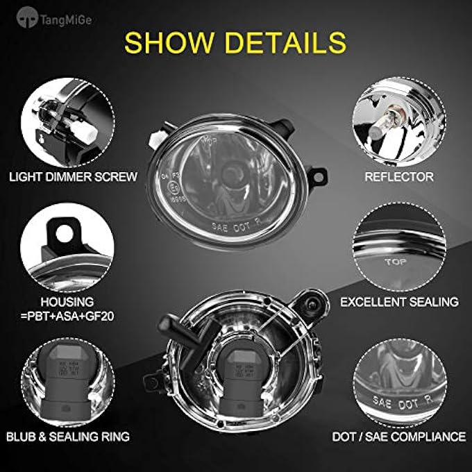 TangMiGe Fog Lights Compatible With Bmw E46 E39 M3 M5  3 Series 320I 323I 325I 325Xi 330I 330Xi 330Ci Sedan 325I 325Xi 330I 330Xi Wagon All WSport Package 1 Pair Fog Lamps - Image 5