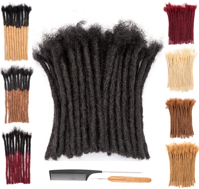 DAIXI 08cm and 02cm 04cm 06cm Options 618 Inch 70 Strands 100 Real Human Hair Dreadlock Extensions for ManWomen Handmade Permanent Loc Extensions Bundles Can Be Dyed Bleached Curled Twisted