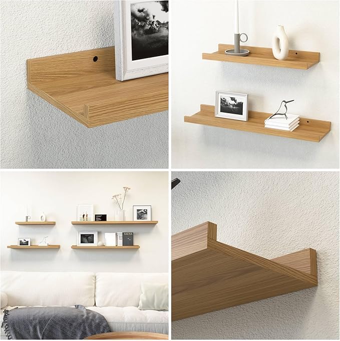 carpentray 30 Inches Long Floating Shelves Wall Mounted, 2 Set Modern Light Brown Wall Shelf for Bedroom, Nursery Book Shelf, Picture Ledge Shelf for Wall Decor (Light Brown, 30 Inch Long) - Image 2