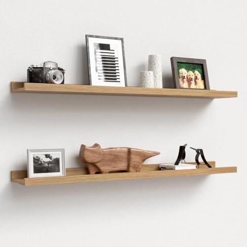 carpentray 30 Inches Long Floating Shelves Wall Mounted, 2 Set Modern Light Brown Wall Shelf for Bedroom, Nursery Book Shelf, Picture Ledge Shelf for Wall Decor (Light Brown, 30 Inch Long) - Image 1