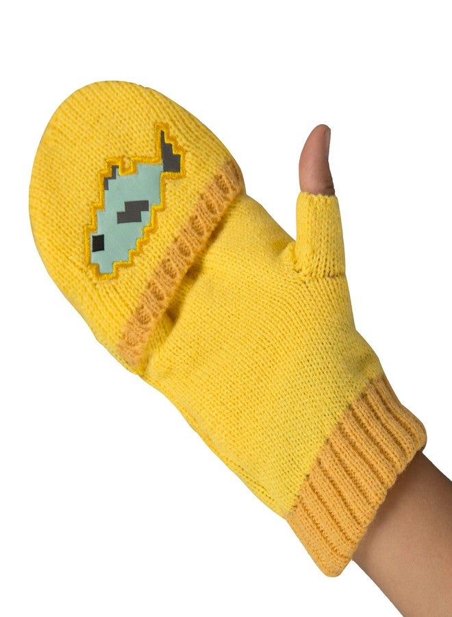 JINX Minecraft Ocelot Fingerless Knit Gloves with Convertible Mitten Cover, Yellow, Youth Fit - Image 4