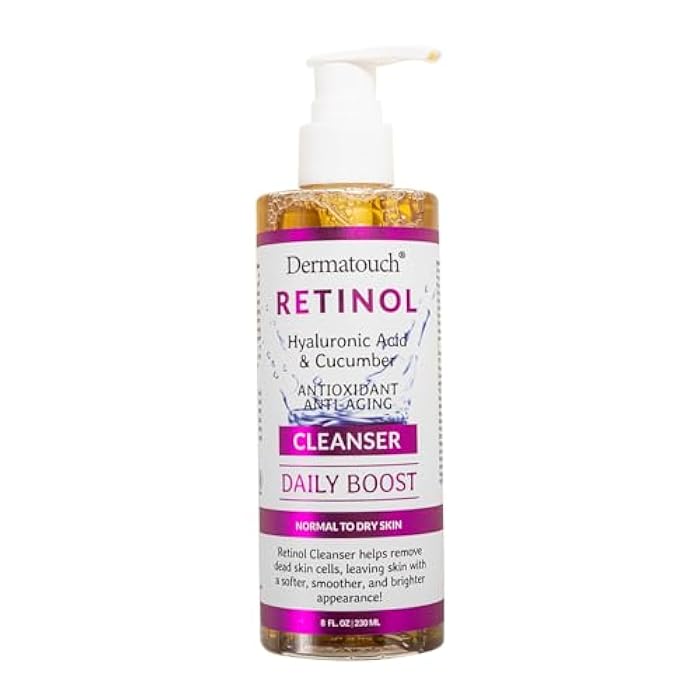 DERMATOUCH Retinol Face Cleanser, Daily Face Wash With Hyaluronic Acid, Cucumber, and Vitamins for Normal to Dry Skin, Hydrating Antioxidant Formula, Clean Skin Care, Made in USA, 8 Fl Oz - Image 1
