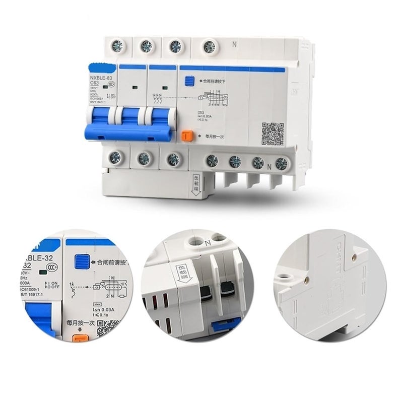 NXBLE 63 RCBO Residual Current Circuit Breaker 6KA Type C 3P 30mA 50HZ 50A - Image 3