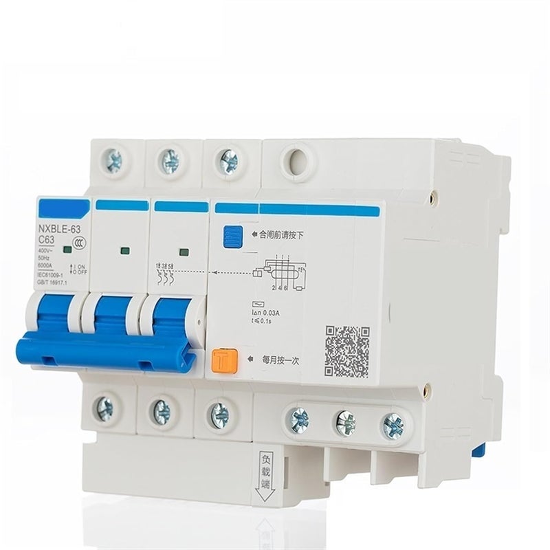 NXBLE 63 RCBO Residual Current Circuit Breaker 6KA Type C 3P 30mA 50HZ 50A - Image 1